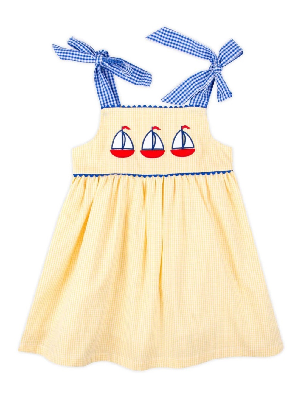 Classic Whimsy Newport Sailboat Yellow Gingham Aubree Dress size 6